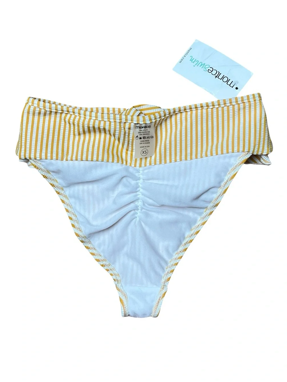 New Montce Canary Stripe Tamarindo Ruffle High-Leg French Cut Bikini Bottom